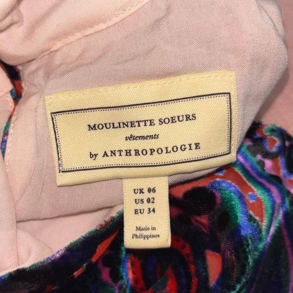 Moulinette Soeurs Anthropologie Rumie Velvet Dress women’s size 2 - Picture 7 of 11